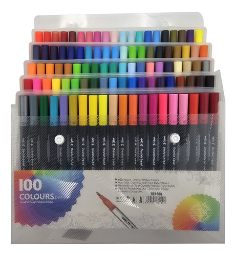 Set 100 Plumones Doble Punta Negro