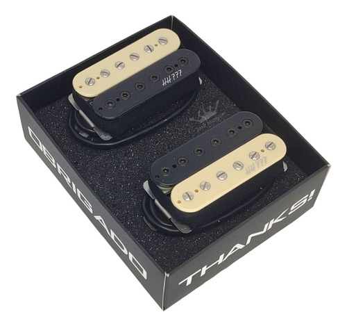 Kit Captadores Malagoli Hh777 Zebra Preto/creme P/ Braço E Ponte Guitarra