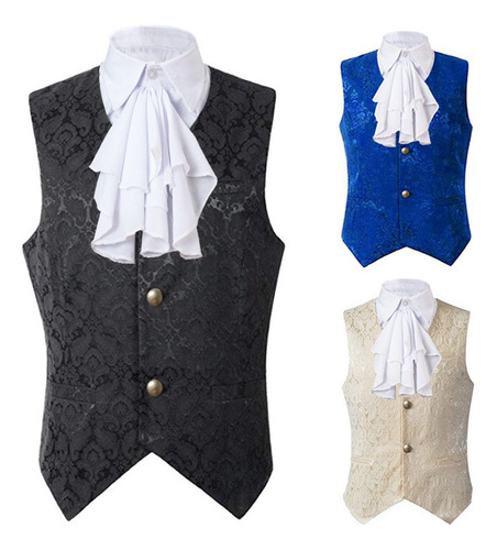 Disfraz Medieval Para Hombre Vintage Chaleco Corto Y Cuello
