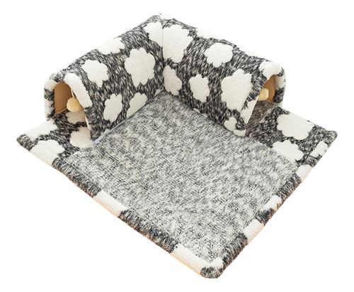 Mascota Gato Cama Escondite Con Jugar Pelota Talla M Gris