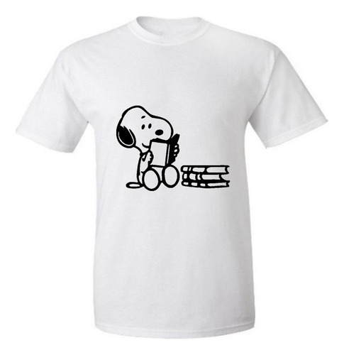 Remera Unisex Snoopy Solo Leyendo Libro Personaje Sublimada