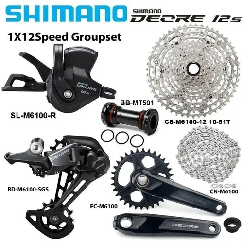 ユ*ス様 SHIMANO DEORE 12速 コンポーネントセット 10−51T Shimano Deore M6100 1x12 Groupset With 124l Chain 10-51t