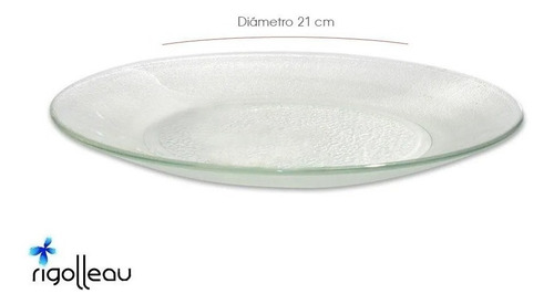 Plato Playo De Vidrio Transparente Rigolleau Aquamarine X12