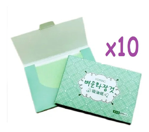 Set 10 Sobres Papel Arroz  Facial Absorbente Blotting Paper