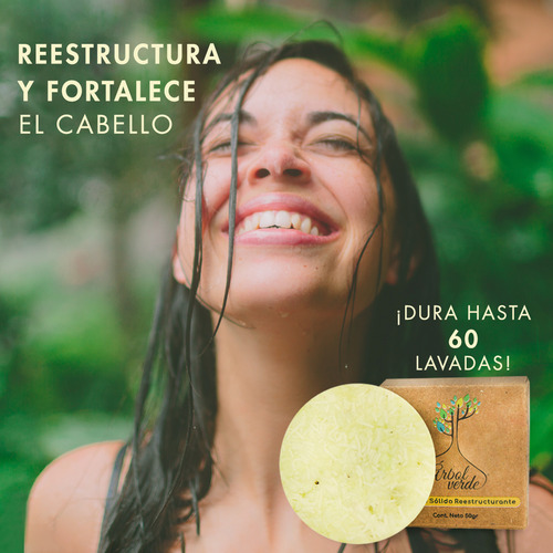 Shampoo Sólido Árbol Verde Reparador Jojoba Y Argán 50g