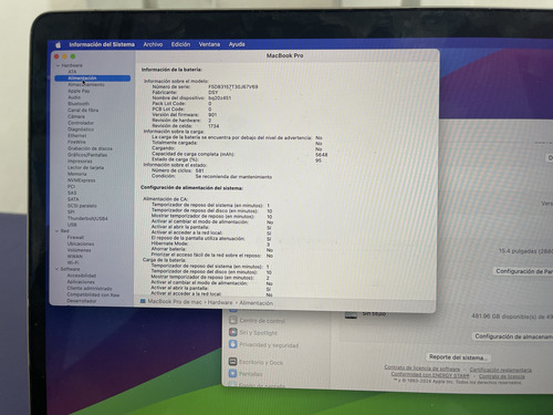 Macbook Pro Touch Bar 2018 15 PuLG 16gb Ram 512 Ssd Core I7 (Usado)