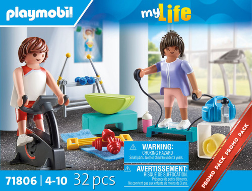 Playmobil Entrenamiento Fitness Set De Entrenamiento Fitness Con Bicicleta Estática, Pesas, Stepper Y Accesorios. Ideal Para Recrear Sesiones De Ejercicio, Equilibrio Y Diversión En Movimiento.