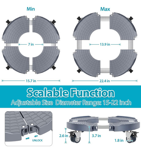 Soporte Para Plantas Con Ruedas Ajustable De 38 A 56 Cm