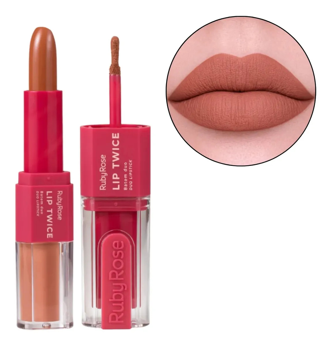 Batom Duo Matte Líquido E Bala Lip Twice Ruby Rose Lt60