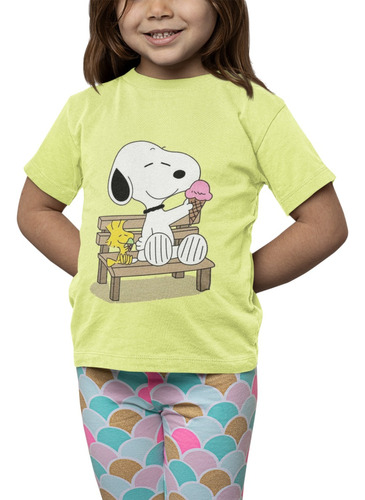 Polera Niña Snoopy Charlie Brown Helado Estampado Algodon