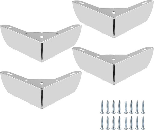 4 Piezas Pata Esquinera Para Sofá 6cm Acero Cromo C/tornillo