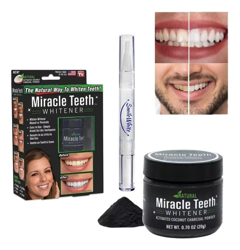 Kit Lapiz Y Carbón Coco Natural Para Blanqueamiento Dental