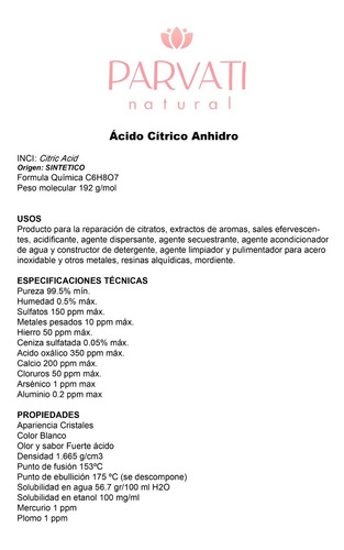 Acido Citrico 5 Kilo