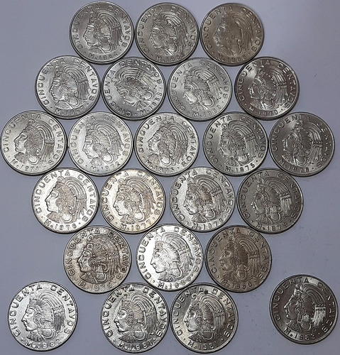 Colección De Monedas 50 Cent Cuauhtémoc 1964 A 1983, 23 Pza. (Usado)