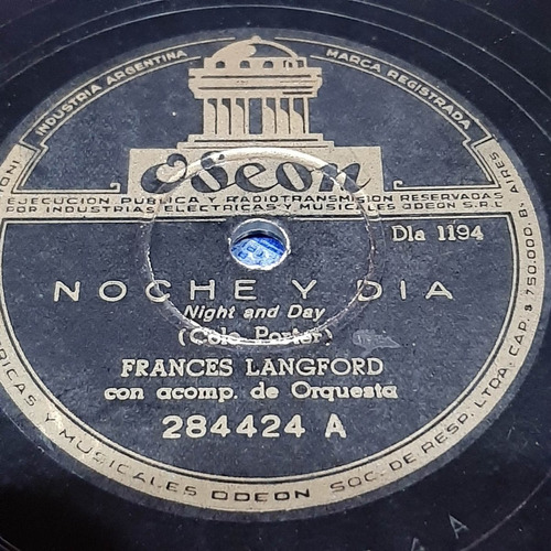 Pasta Frances Langford Acomp Orquesta Odeon C375