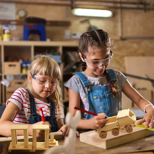 Kraftic Kit de construcción de carpintería para niños y adultos, con 6  artes y manualidades educativas, kit de construcción de carpintería de
