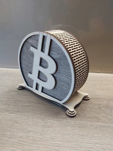 Alcancia De Madera Motivo Dinero Bitcoins Dolares