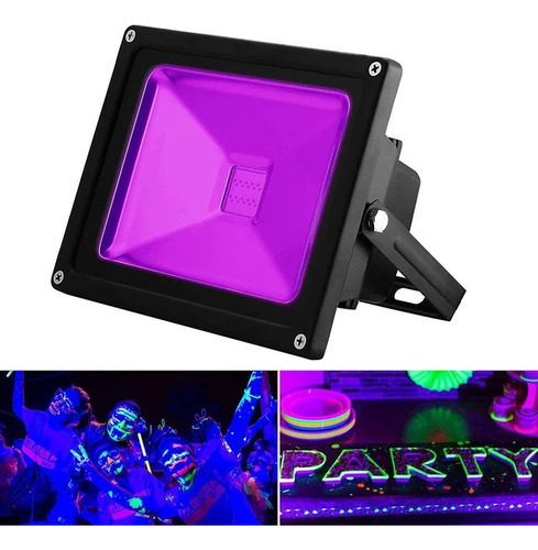 Reflector Lámpara Led Luz Uv Negra 20w 30w 50w Neon Eventos