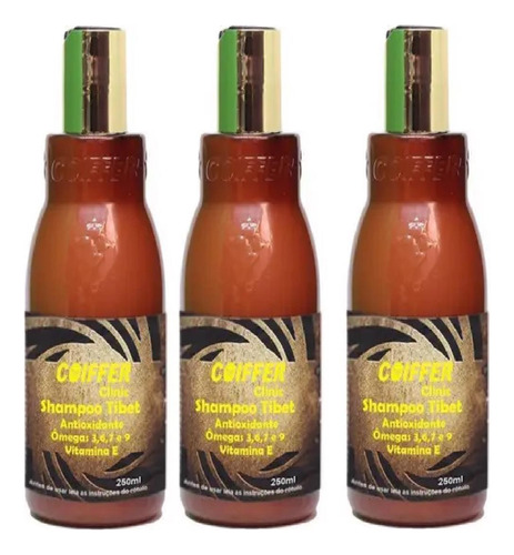 Kit 3 Shampoo Tibet Antioxdante Omega3,6,7,9,e 250ml Coiffer