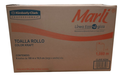 Rollo Toalla P/manos Marli® Ecológica, 180 M, 6 Pzas