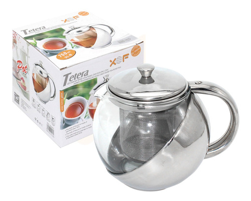 Tetera Con Infusor Para Te De Vidrio Acero Inoxidable 750ml