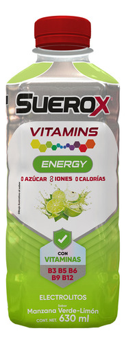 SUEROX Vitamins Energy Sabor Manzana Verde y Limón 630ml 12 pack