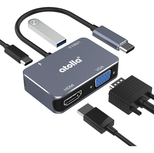 Concentrador Usb C A Hdmi Atolla | Usb 3.0, Hdmi, Vga | Macb