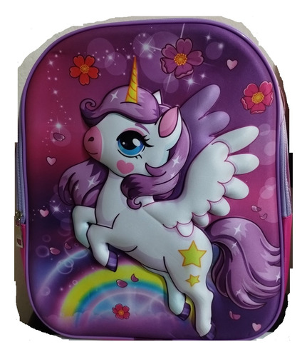 Mochila Unicornio 3d Ideal Jardin Nvl Inicial Relieve 34x28