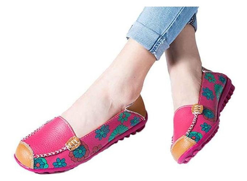 Nuevo Mujer Cuero Zapatos Mocasines Soft Ocio Pisos Fem12641