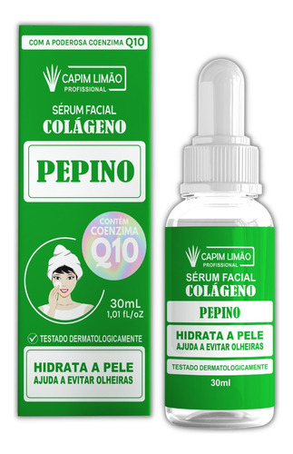 Sérum facial hidratante con colágeno Cucumber Q10, tiempo de aplicación: día/noche, tipo de piel: todo tipo de piel