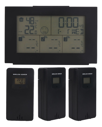 Reloj Con Monitor Meteorológico, Termómetro De 3 Canales Par