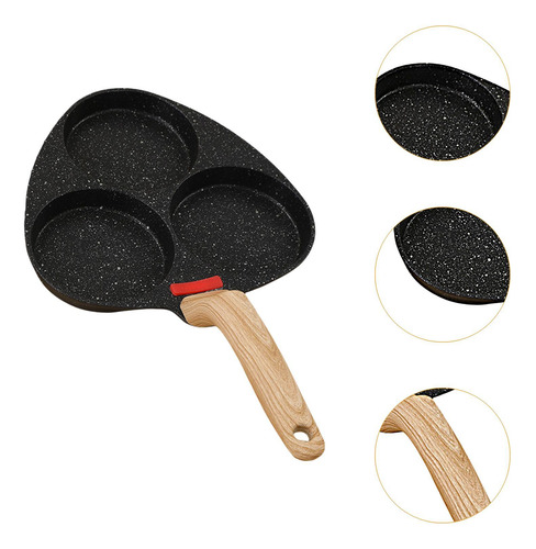 Sartén Antiadherente Para Huevos, Sartén 3 Agujeros Negro