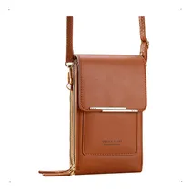 Comprar Bandolera Mujer Porta Celular Elisabeth&co Seul Phonebag Con Visor Táctil Elaborada En Cuero Pu Marron Herrajes Dorados Botón Magnético Correa Ajustable De 125cm Para Equipos De Hasta 17x9cm