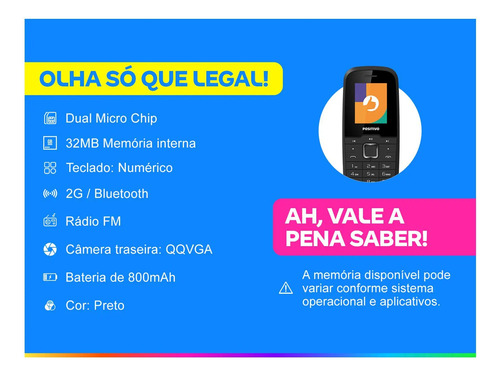 Celular De Teclado Para Idosos Positivo P26 Anatel Original
