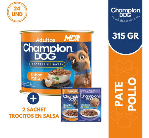 Champion Dog Lata Recetas En Pate Pollo 315gr X24 | Mdr