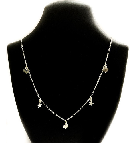 Cadenita Dijes Estrellas Y Corazones Plata 925 