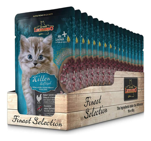 Leonardo Para Gatitos Sabor Ave De Corral Sobre 85 Gr X16und