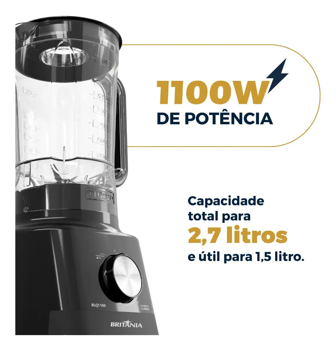 Liquidificador Britânia 1100W 2,7 Litros 4 Velocidades