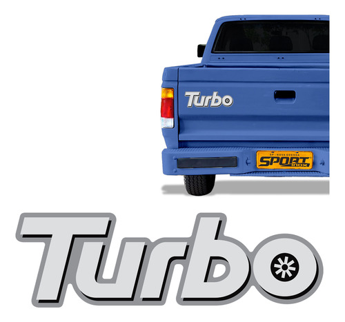 Emblema Turbo D20 Adesivo Prata Tampa Traseira Mod Original