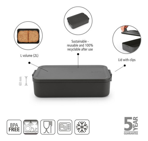 Contenedor Para Almuerzo Make & Take Grande Dark Grey