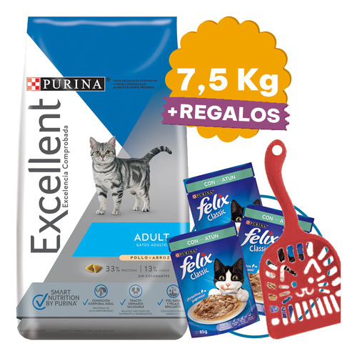Comida Gato Purina Excellent Cat 7,5 Kg + Regalo + Envío