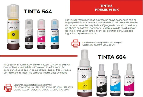 Tinta Premium Ink Para Impresora Tinta Continua Epson 