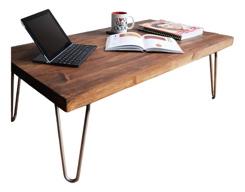 Mesa De Centro 80 Cms De Madera Sólida Estilo Industrial