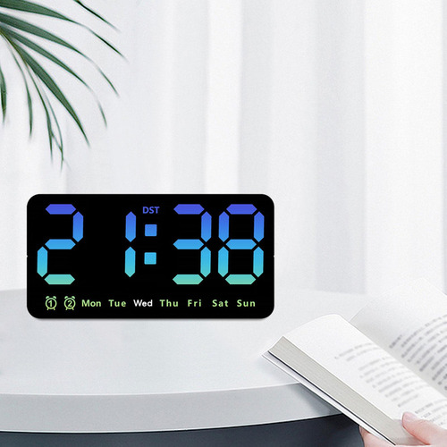 Reloj Despertador Digital, Reloj De Pared Regulable, Azul