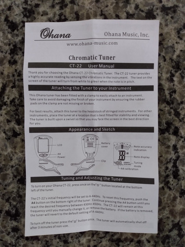 Imagem 8 de 9 de Afinador Para Ukuleles Da Ohana. Importador Autorizado