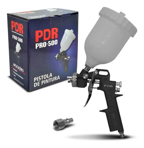 Pistola De Pintura Gravidade Bico 1,5mm 500ml Pdr Pro-500 Cor Cinza