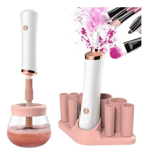 Lavadoras eléctricas - Brochas de maquillaje de color rosa y blanco