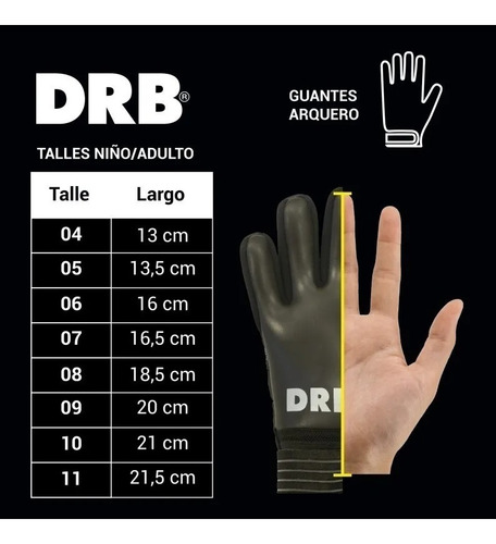 Imagen 2 de 10 de Guantes Arquero Portero Con Ferulas Drb Striker Latex Aleman