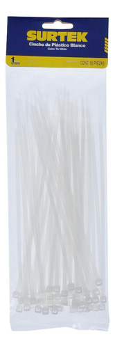 Cincho Plástico 150 X 3.6mm 50 Piezas Natural 114204 Surtek Color Blanco