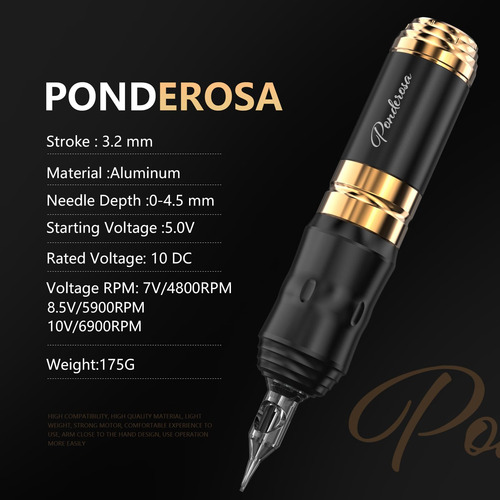Kit De Pistola De Tatuagem Stigma Cordless Ponderosa Com 2 B